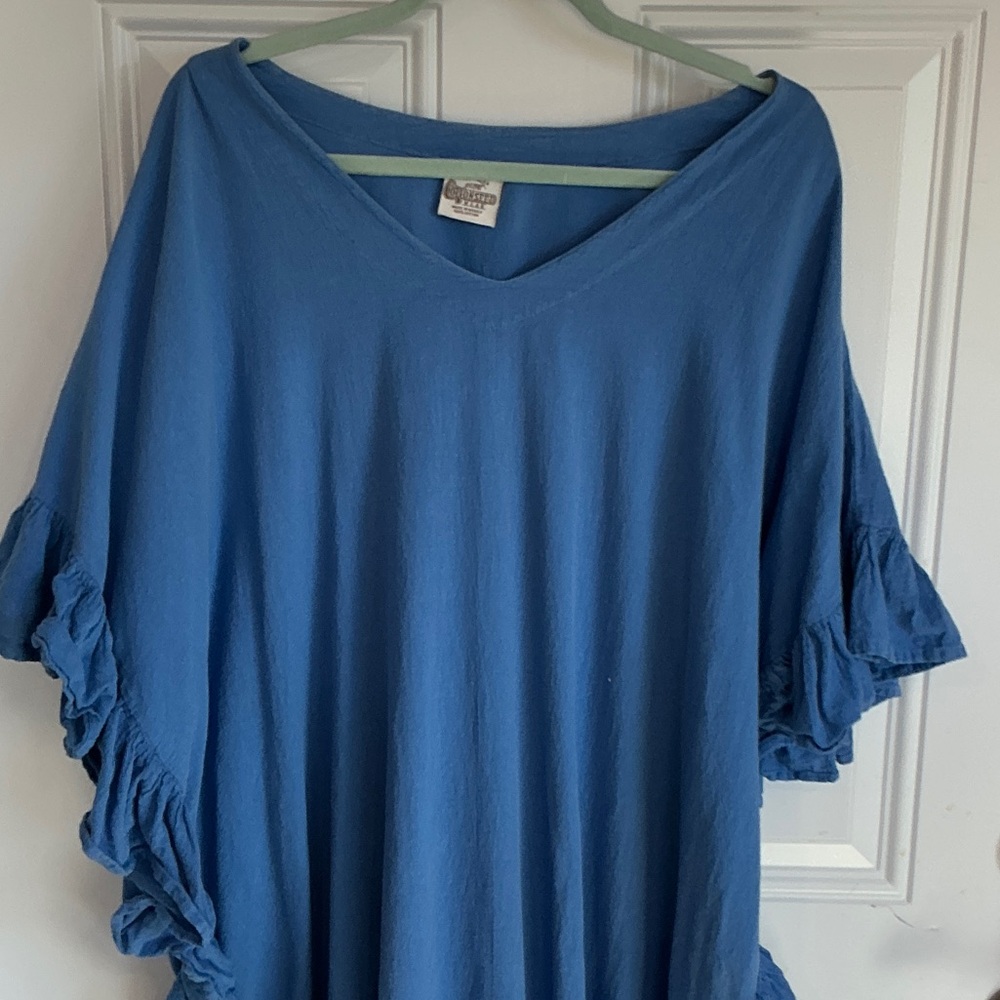 Blue High Low Ruffle Dress - Picture 3 of 9